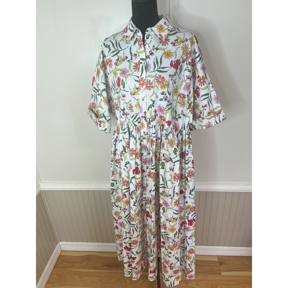 Kate Spade New York Greenhouse Floral Cotton Poplin Midi Shirt Dress Size L NWOT - Picture 13 of 14